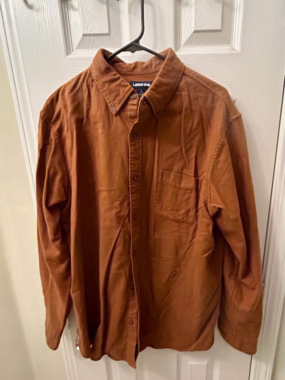 Lands' End Men's Rust Brown Corduroy Button-Up Shirt